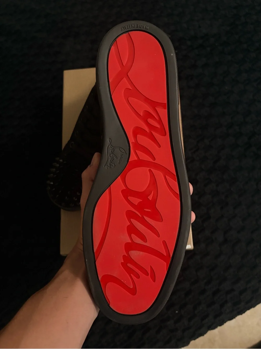 Christian Louboutin Black Studded Low-Top Sneakers